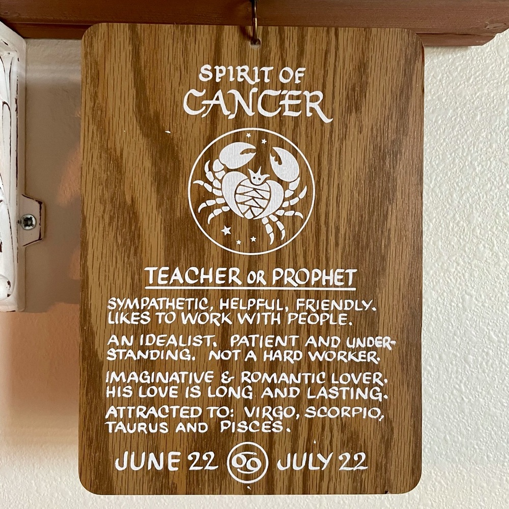 🛍 SOLD - Vintage Zodiac Spirit of Cancer Plaque
